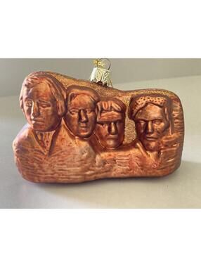 St. Nicholas Square Glass Blown Mount Rushmore Christmas Ornament (4.5" L)